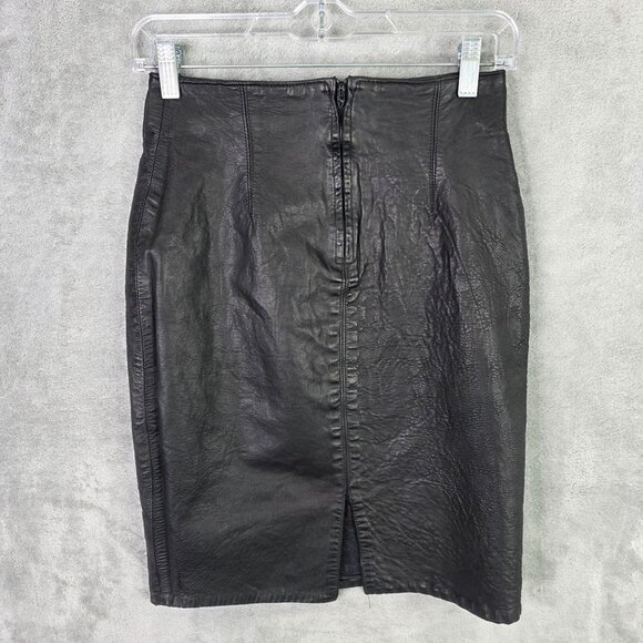 Womens Miss Jacksons Tulsa Lanna Black 100% Leather Pencil Skirt Lined Size 10 - Picture 4 of 8